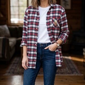 Lauren Ralph Lauren Red Plaid Flannel Shirt w/ Gold Crown Crest - Women’s (S/P)